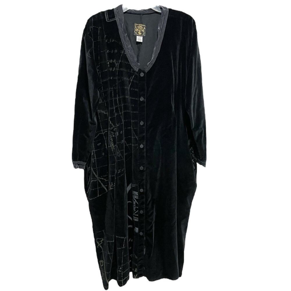 Artsy Visual Professional Womens Velvet Button Dress One Size Black Avant Garde